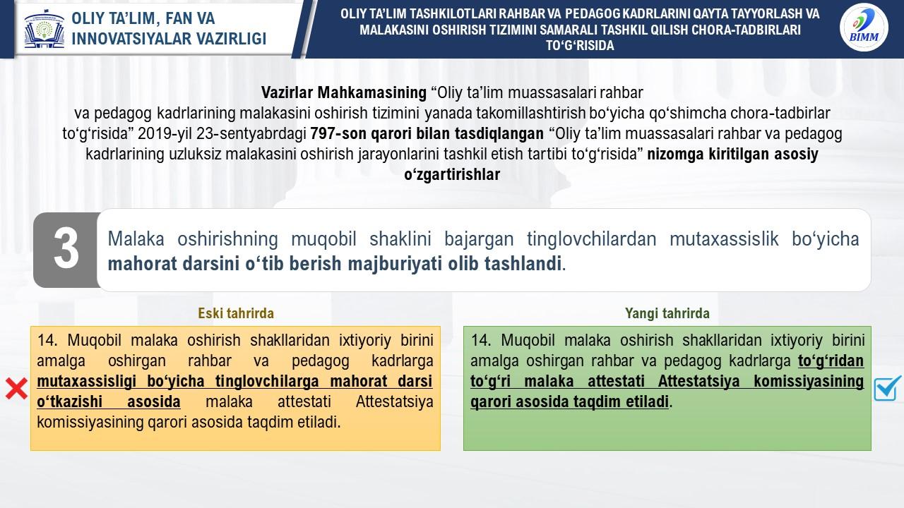 Endilikda ilmiy rahbarligida DSc (yoki 2 ta PhD) darajasini olish uchun dissertatsiya himoya qilinganligi mustaqil malaka oshirish shakli sifatida qabul qilinadi