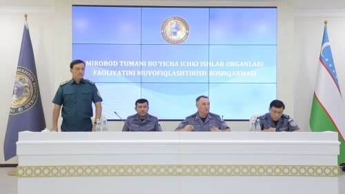 ИИВ раҳбарияти томонидан Миробод туманида хавфсизлик ва осойишталикни таъминлаш борасида янги вазифалар белгиланди