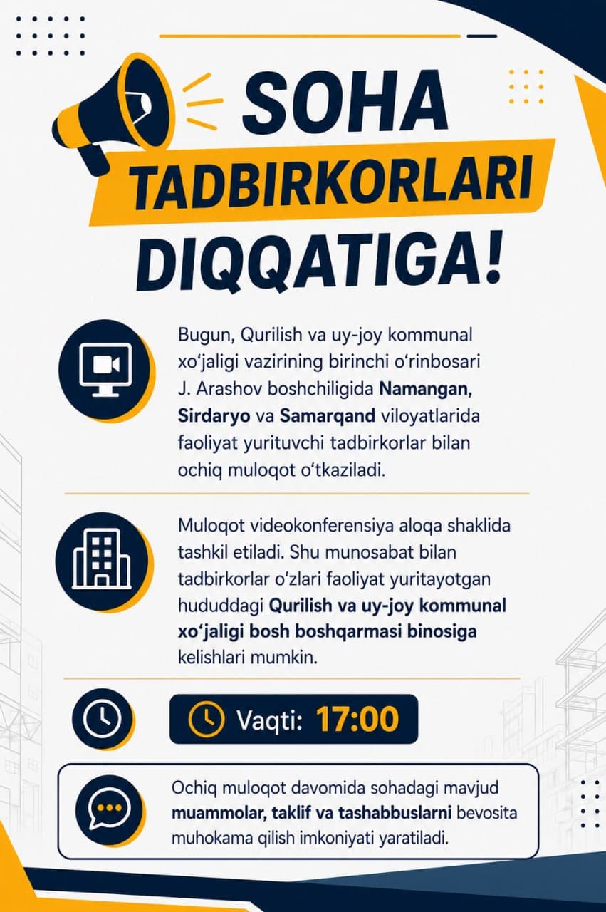 SOHA TADBIRKORLARI DIQQATIGA!
