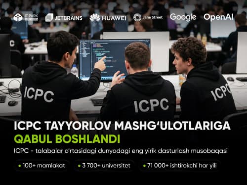 IT Park Uzbekistan sport dasturlash bo‘yicha tayyorlov yig‘inlariga ro‘yxatdan o‘tishni boshladi
