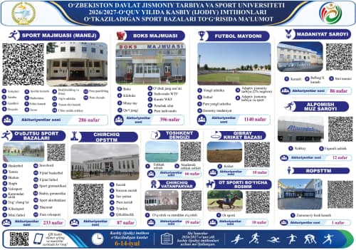 Oʻzbekiston davlat jismoniy tarbiya va sport universitetini tanlagan abituriyentlar diqqatiga