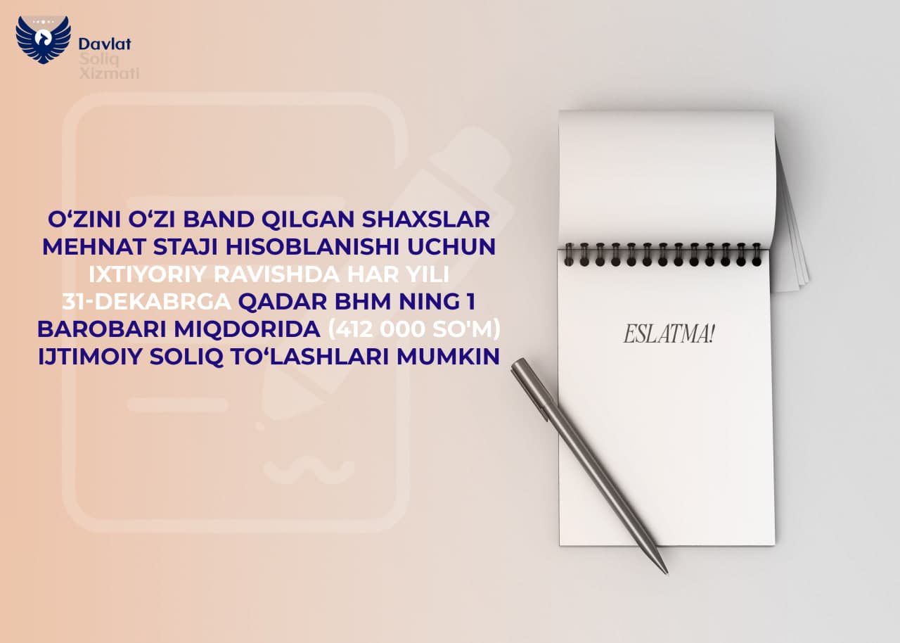 O‘zini o‘zi band qilganlar uchun eslatma