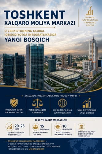 Toshkent xalqaro moliya markazi: O‘zbekistonning global iqtisodiyotga integratsiyasida yangi bosqich