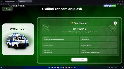 Xivada avtomobil g'olibi aniqlandi!