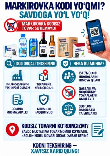 Markirovkasiz tovarni sotish mumkinmi?