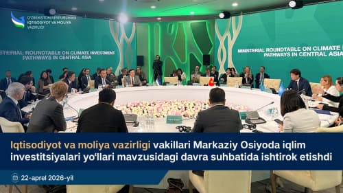 Иқтисодиёт ва молия вазирлиги вакиллари Марказий Осиёда иқлим инвестициялари йўллари мавзусидаги давра суҳбатида иштирок этишди
