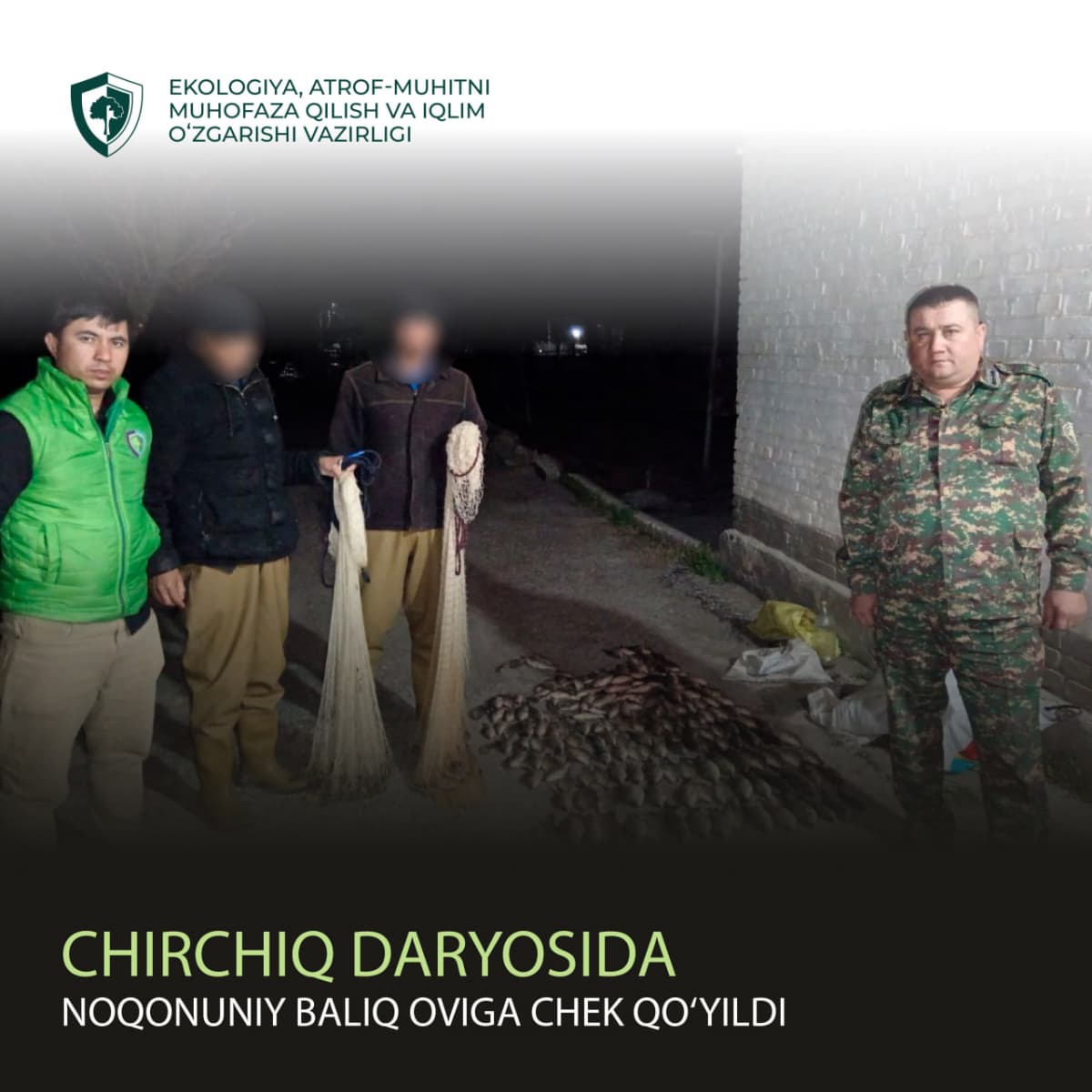 Chirchiq daryosida noqonuniy baliq oviga chek qo‘yildi