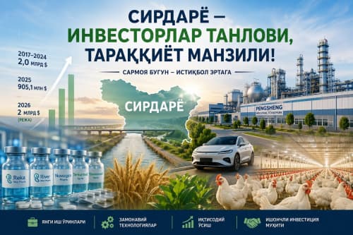 Sirdaryo — investorlar tanlovi, taraqqiyot manzili!