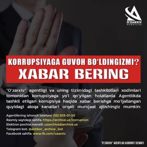 KORRUPSIYAGA GUVOH BOʻLDINGIZMI? XABAR BERING!!!