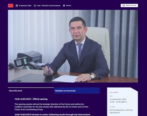 Камбағалликни қисқартириш ва бандлик вазири Ижтимоий адолат бўйича Глобал коалициянинг Йиллик форумида иштирок этди