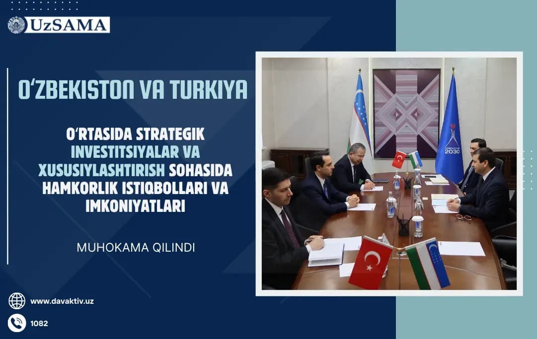 Uzbekistan and Türkiye discuss prospects for cooperation in strategic investments and privatization