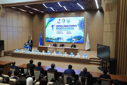 Participants of the 1st Central Asian International Student Sports Forum Visit Samarkand