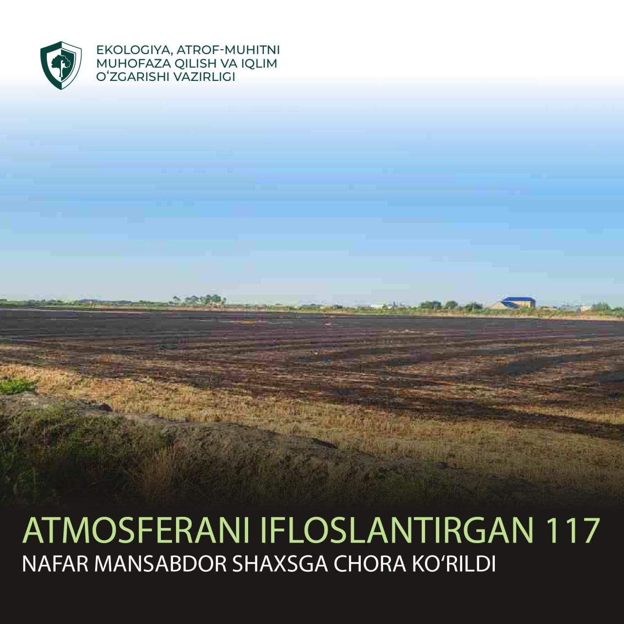 Atmosferani ifloslantirgan 117 nafar mansabdor shaxsga chora ko‘rildi