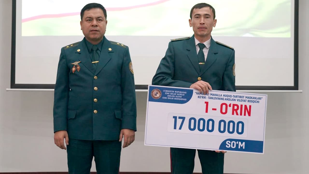 Андижон вилоятида “Намунали маҳалла ҳуқуқ-тартибот масканлари” кўрик-танловининг вилоят босқичи якунланди