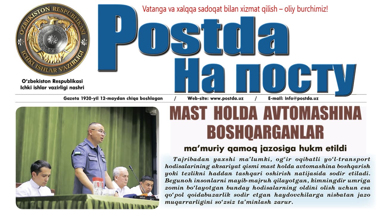 Qonun ustuvor, jazo muqarrar. Mast holda avtomashina boshqarganlar maʼmuriy qamoq jazosiga hukm etildi