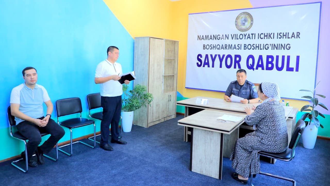 Namangan viloyati IIB polkovnik Shuxrat Aliyevning Toʻraqoʻrgʻon tumanida sayyor qabuli tashkil etildi