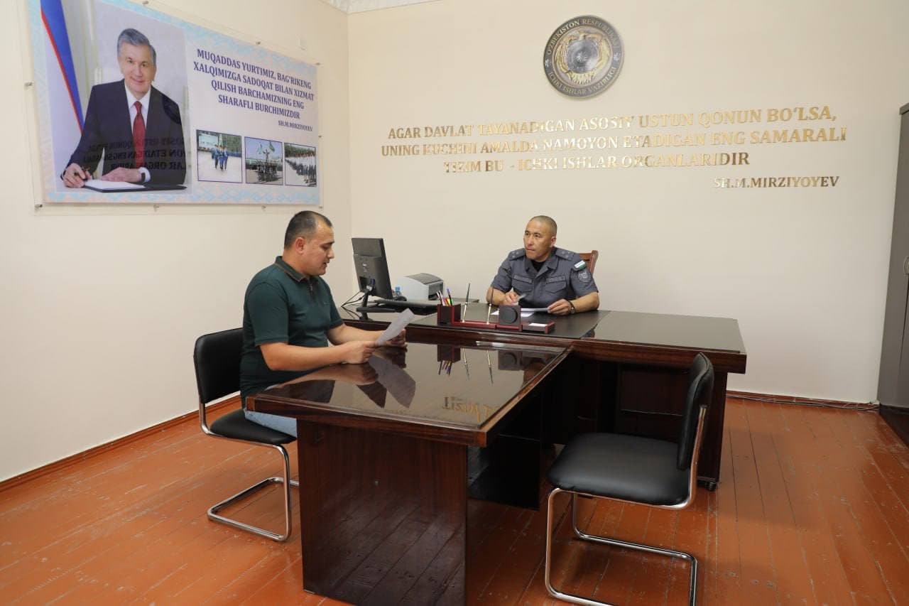 Qoraqalpogʻiston Respublikasi Ichki ishlar vazirining navbatdagi shaxsiy qabuli oʻtkazildi