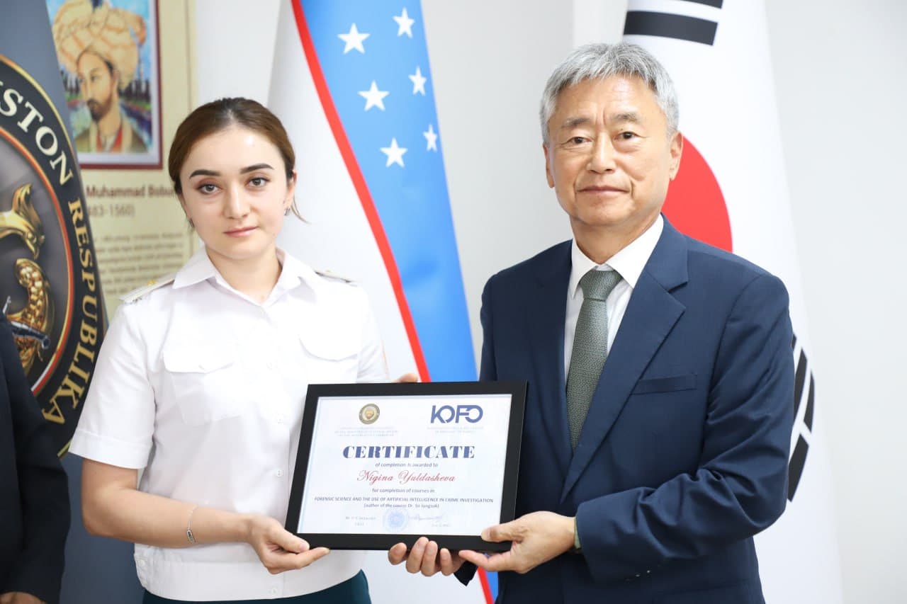 В Институте повышения квалификации Министерства внутренних дел Республики Узбекистан завершился международный учебный курс на тему "Применение искусственного интеллекта в судебной экспертизе и расследовании преступлений"