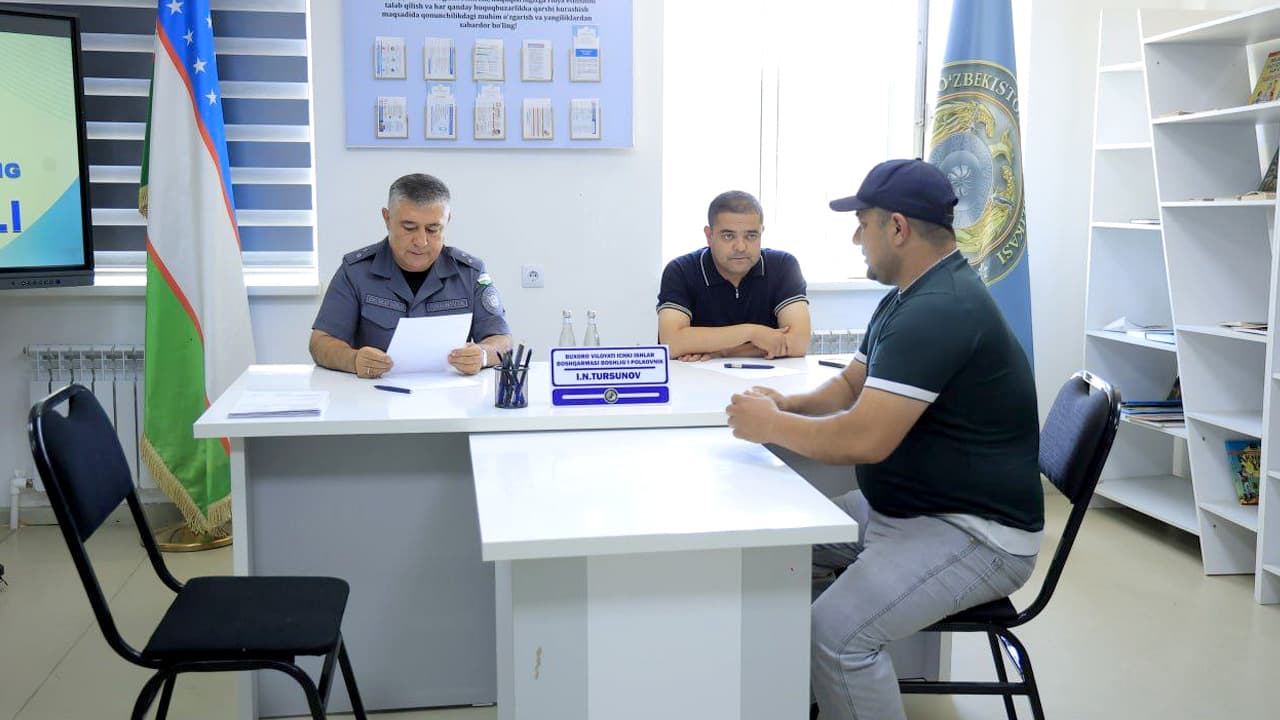 Buxoro viloyati IIB rahbariyatining fuqarolar murojaatlarini koʻrib chiqish boʻyicha sayyor qabuli tashkil etildi