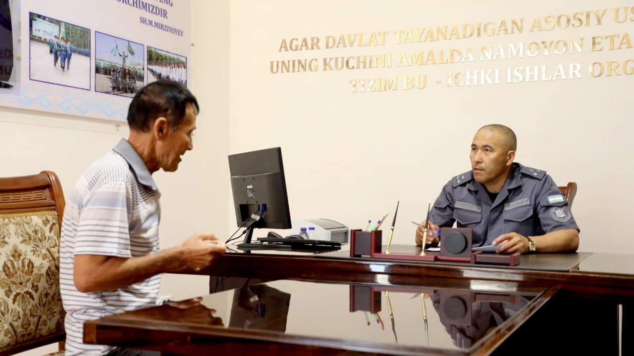 Qoraqalpogʻiston Respublikasi Ichki ishlar vaziriligi rahbariyatining navbatdagi shaxsiy qabuli oʻtkazildi