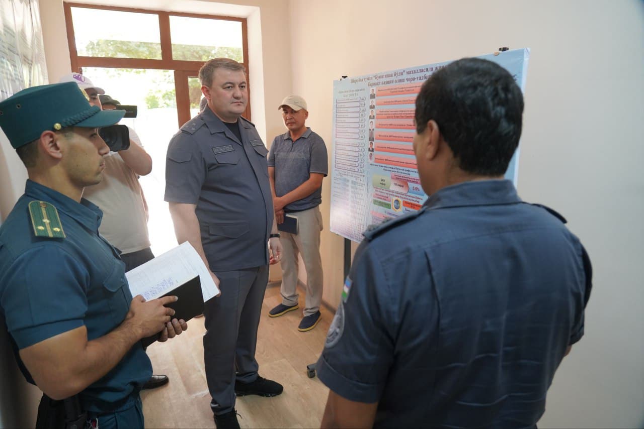 Surxondaryo viloyati IIB tomonidan Qumqoʻrgʻon va Sherobod tumanlarida jinoyat va huquqbuzarliklarni barvaqt oldini olish borasidagi ishlar oʻrganildi