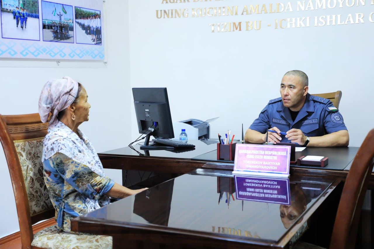Qoraqalpogʻiston Respublikasi Ichki ishlar vazirligi rahbariyatining navbatdagi shaxsiy qabuli oʻtkazildi