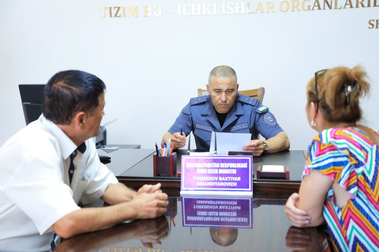 Qoraqalpogʻiston Respublikasi Ichki ishlar vazirligi rahbariyatining navbatdagi shaxsiy qabuli oʻtkazildi