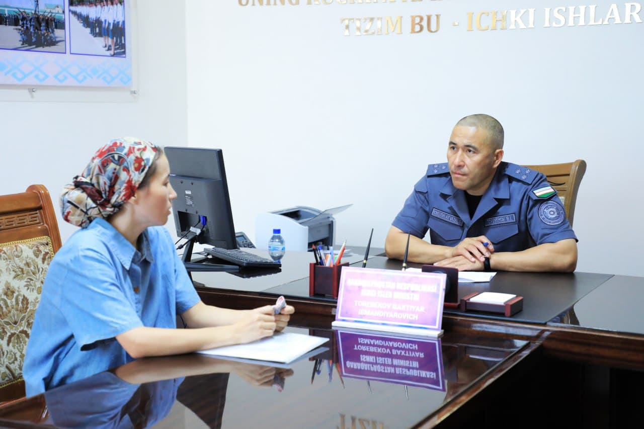 Qoraqalpogʻiston Respublikasi Ichki ishlar vazirligi rahbariyatining navbatdagi shaxsiy qabuli oʻtkazildi