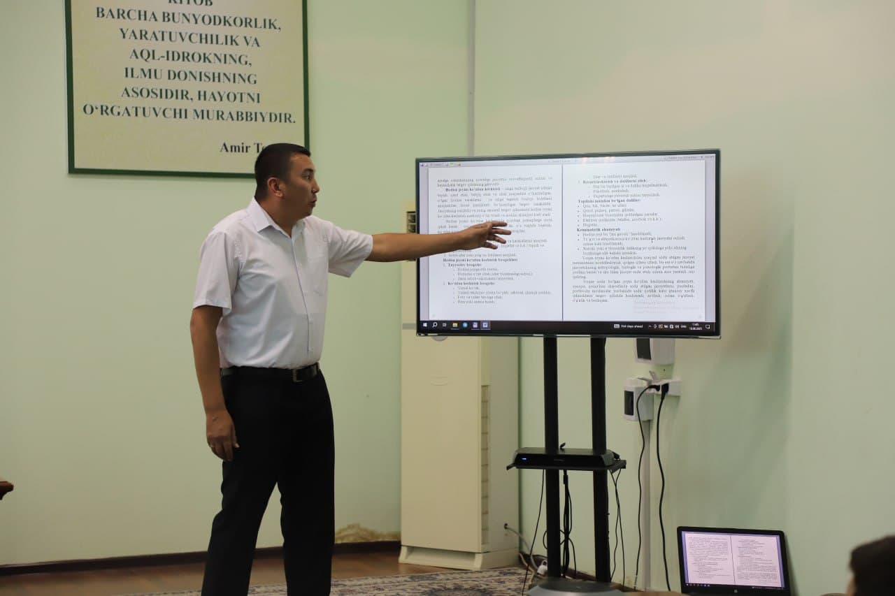 Surxondaryo viloyati IIB Ekspert-kriminalistika markazi hamda quyi tizimi xodimlarining kasbiy malaka va koʻnikmalarini oshirish maqsadida nazariy va amaliy oʻquv mashgʻulotlari tashkil etildi