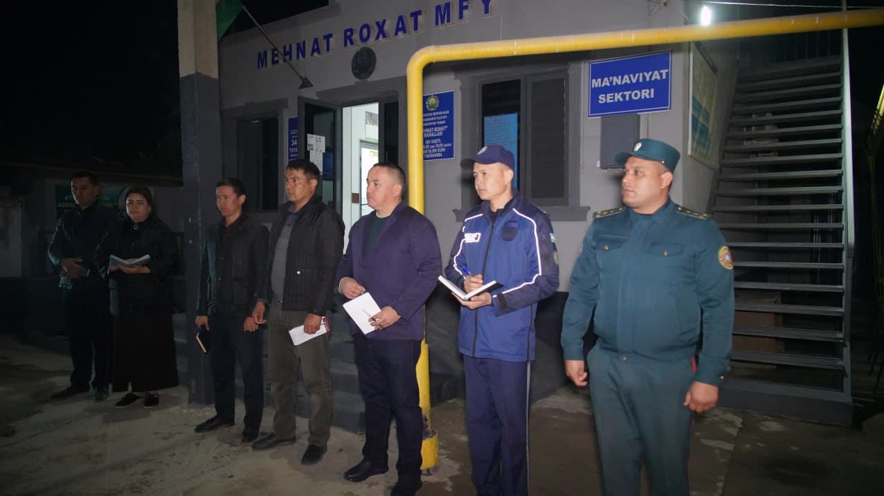 Surxondaryo viloyati Ichki ishlar boshqarmasi rahbariyati tomonidan Jarqoʻrgʻon tumanida tungi faoliyat, kuz-qish mavsumiga tayyorgarlik jarayonlari oʻrganildi