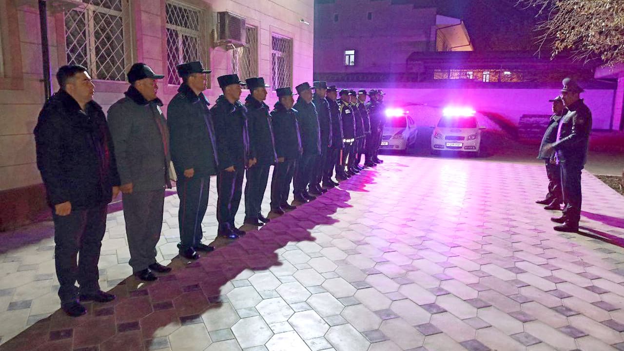 Qoraqalpogʻiston Respublikasi IIV rahbariyati tomonidan Taxiatosh tumanida aholi osoyishtaligini taʼminlash yoʻlida olib borilayotgan tungi xizmat faoliyati oʻrganildi