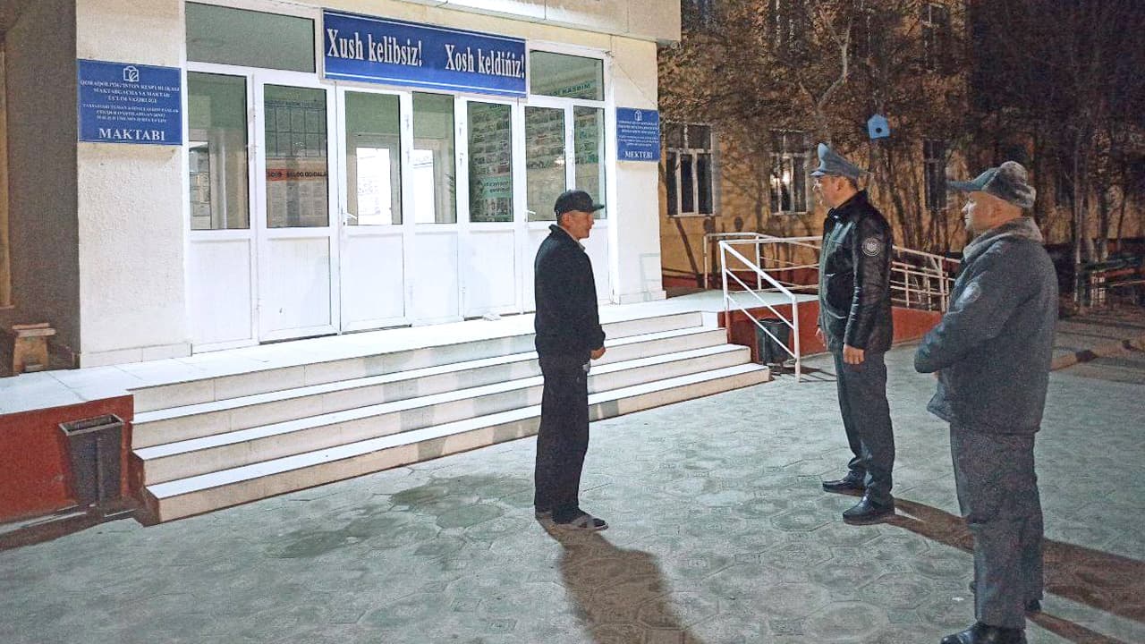 Qoraqalpogʻiston Respublikasi IIV rahbariyati tomonidan Taxiatosh tumanida aholi osoyishtaligini taʼminlash yoʻlida olib borilayotgan tungi xizmat faoliyati oʻrganildi