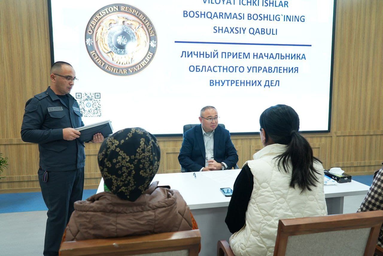 Fargʻona viloyat IIB boshligʻi tomonidan navbatdagi qabul oʻtkazildi
