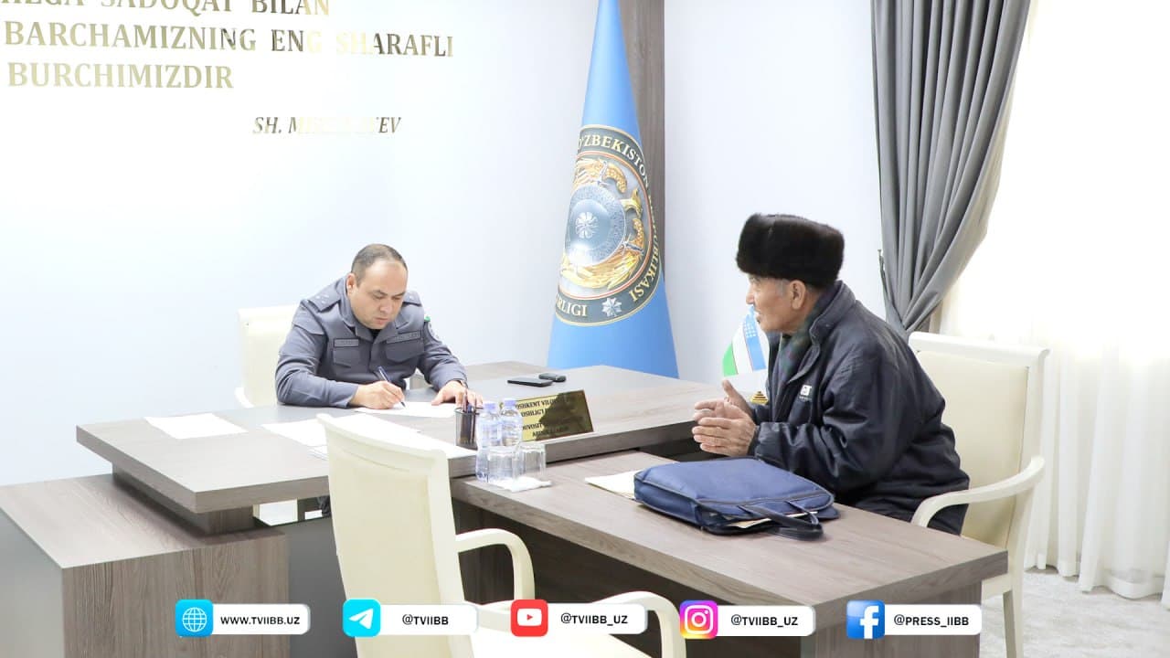 Murojaat, muloqot va yechim — Toshkent viloyati IIBB rahbariyatining navbatdagi shaxsiy qabuli boʻlib oʻtdi