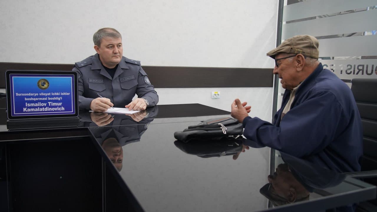 Surxondaryoda viloyat Ichki ishlar boshqarmasi hamda barcha shahar-tuman ichki ishlar organlari rahbarlarining aholi murojaatlarini oʻrganish maqsadida “Shaxsiy qabul”lari boʻlib oʻtdi