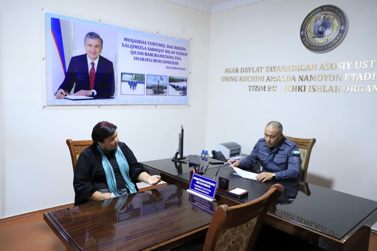 Qoraqalpogʻiston Respublikasi Ichki ishlar vaziri tomonidan jismoniy va yuridik shaxslarning murojaatlari yuzasidan navbatdagi shaxsiy qabuli oʻtkazildi