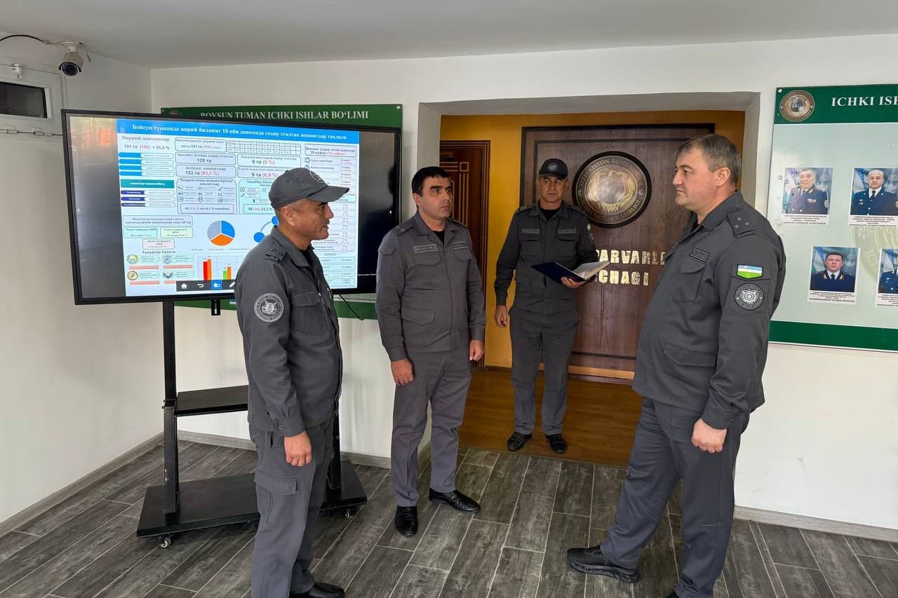 Surxondaryo viloyati IIB boshligʻi tomonidan Muzrabot tumanida “Yashil makon” loyihasi va Boysun tumanida Prezidentimizning 2025-yil 3-yanvardagi PQ-1-son qarori ijrosini taʼminlash boʻyicha amaliy ishlar oʻrganildi