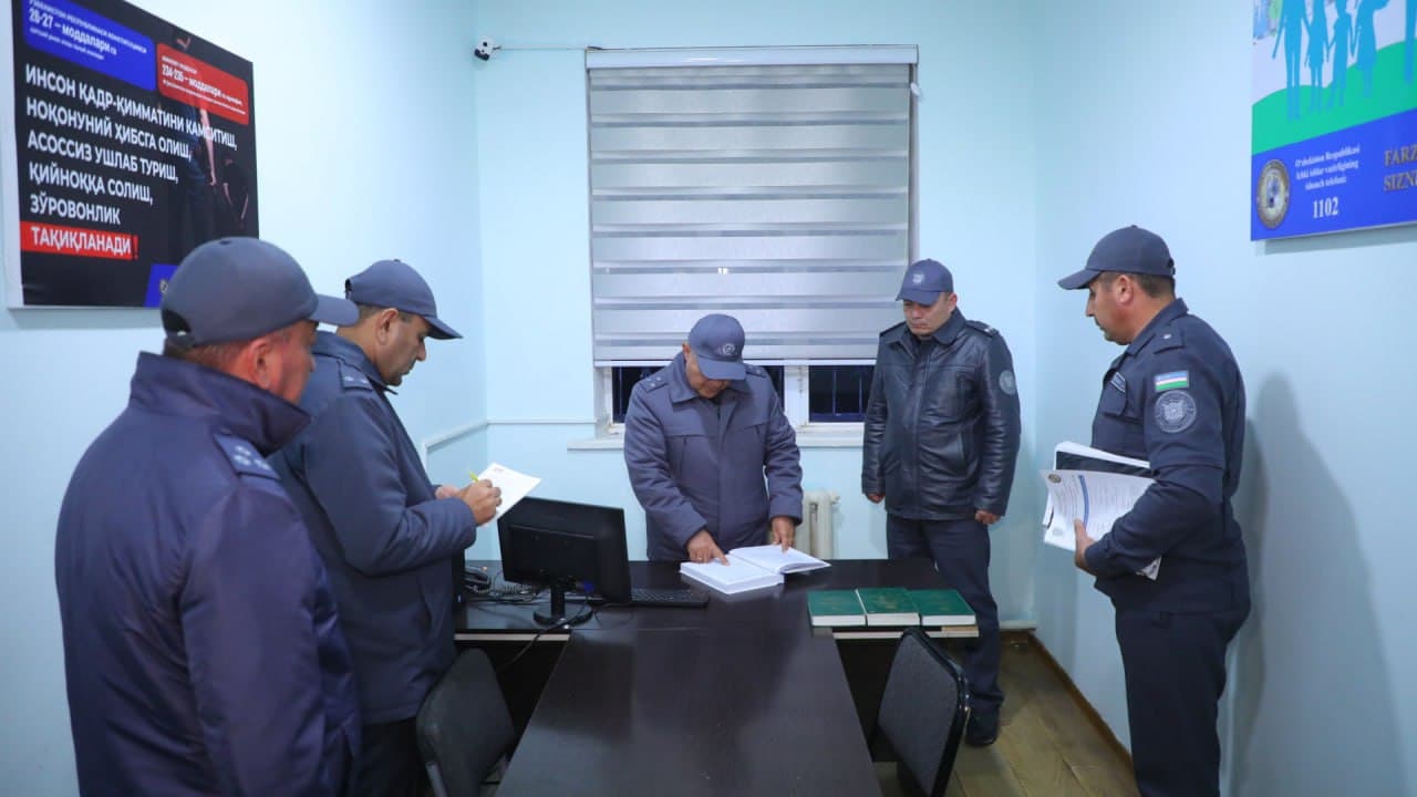 Buxoro viloyati IIB boshligʻi, polkovnik Ikromjon Tursunov tomonidan Buxoro shahrida tungi jamoat tartibini taʼminlash holati oʻrganildi