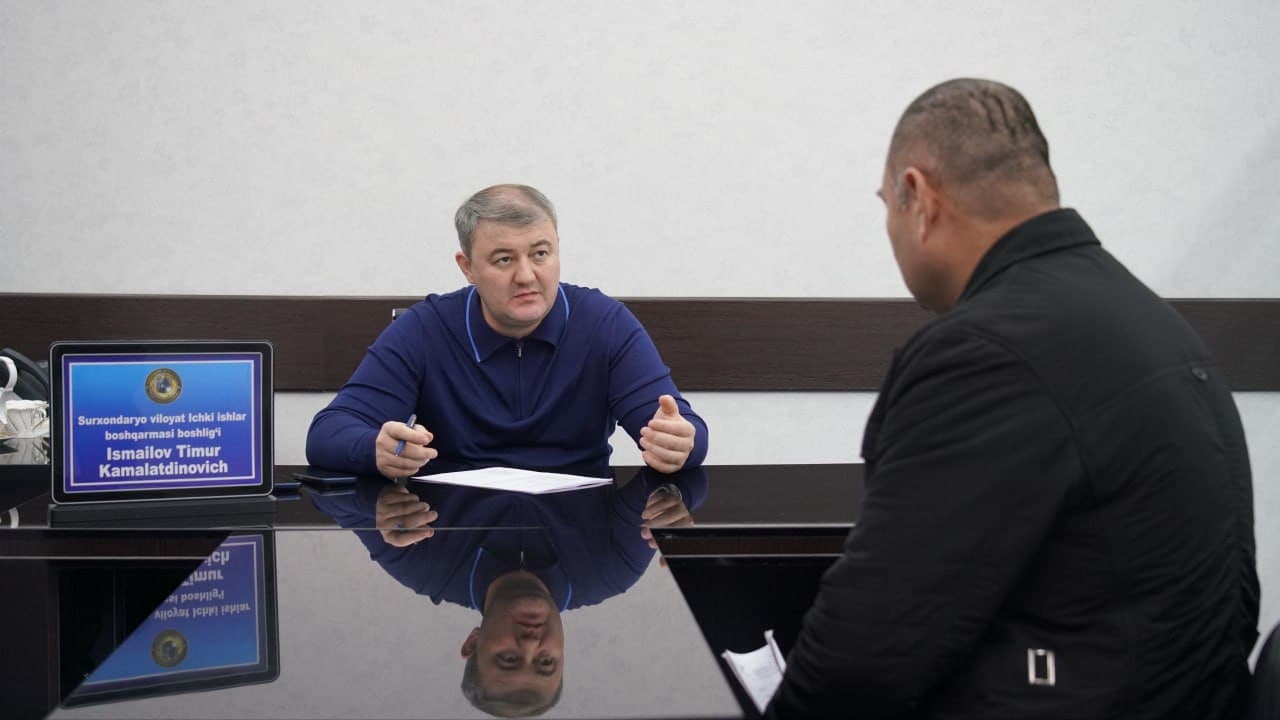 В Сурхандарьинской области состоялись личные приемы руководителей областного УВД и всех городских и районных ОВД с целью изучения обращений населения