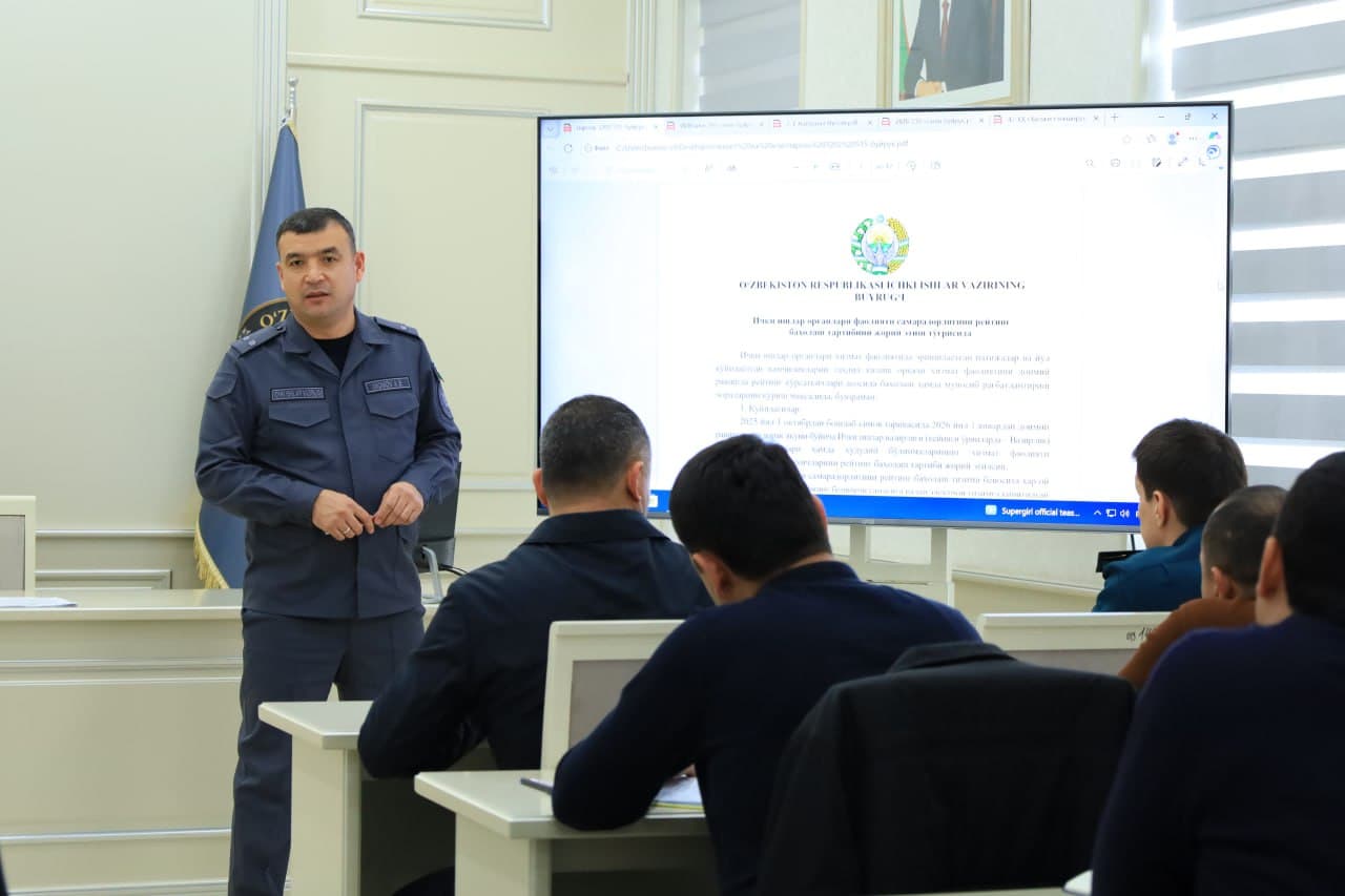 Buxoro viloyati Ichki ishlar boshqarmasida xizmat samaradorligini oshirishga qaratilgan kompleks oʻquv mashgʻulotlari boʻlib oʻtdi