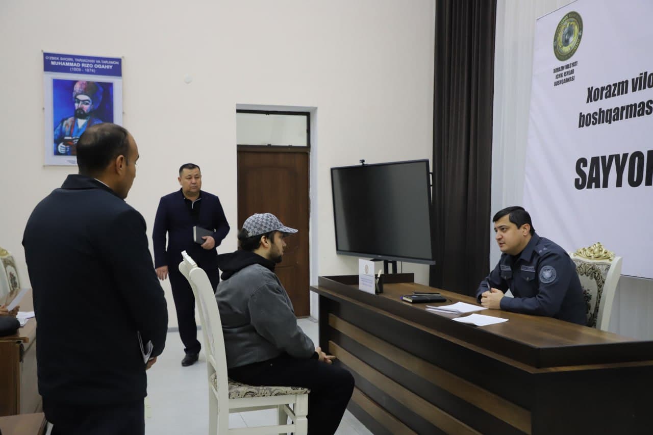 Руководством УВД Хорезмской области проведен очередной выездной прием в махалле Янгиёп Янгибазарского района с целью рассмотрения обращений граждан