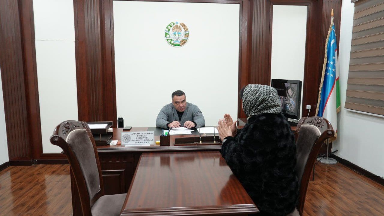 Andijon viloyati IIB rahbariyati tomonidan aholi murojaatlari yuzasidan navbatdagi shaxsiy qabul oʻtkazildi