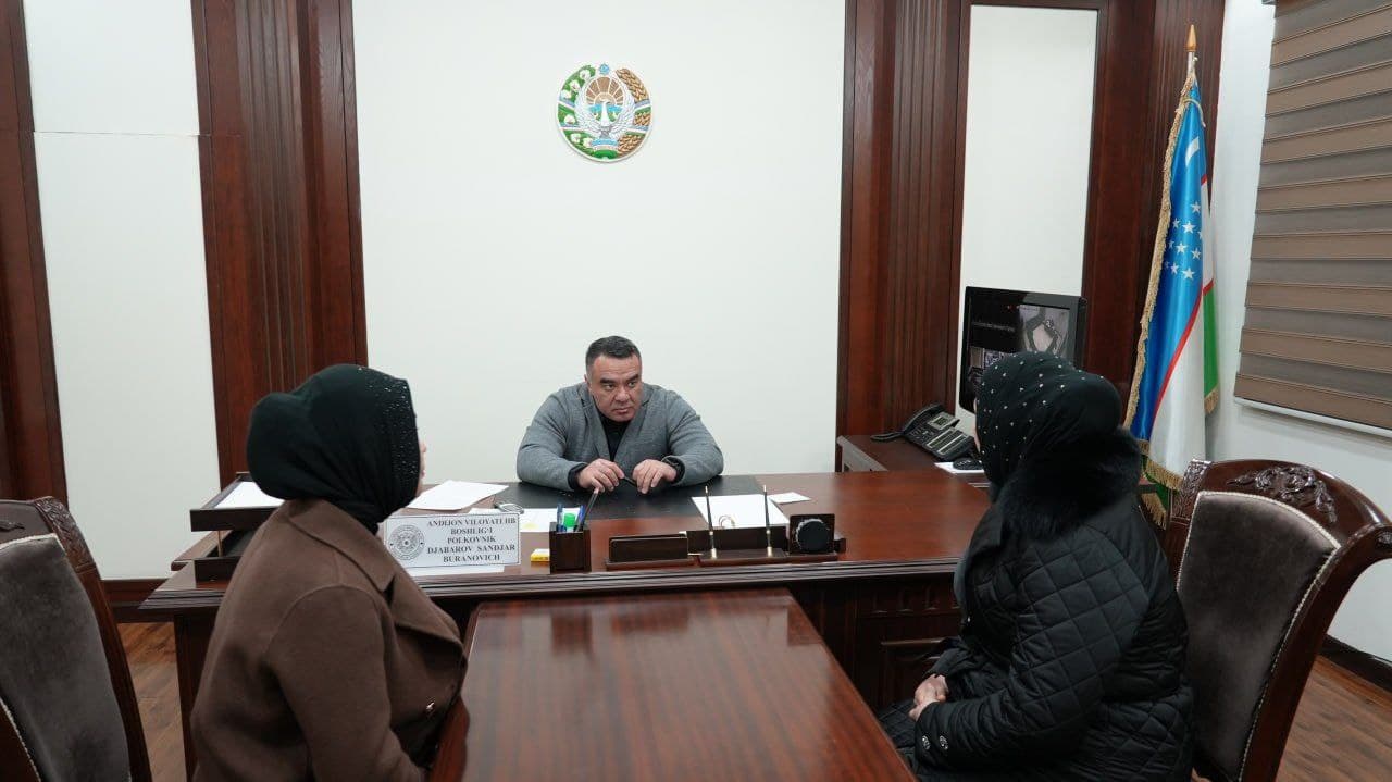 Andijon viloyati IIB rahbariyati tomonidan aholi murojaatlari yuzasidan navbatdagi shaxsiy qabul oʻtkazildi