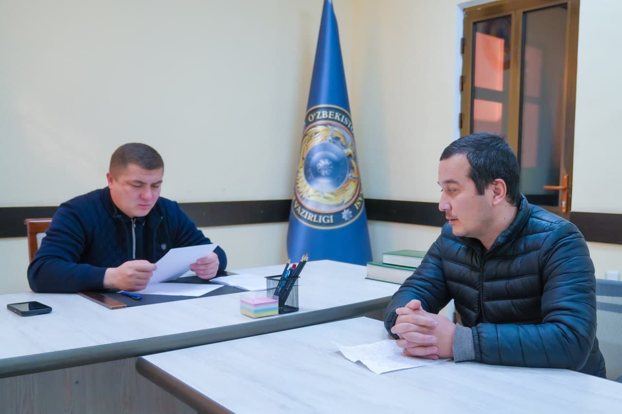 Qashqadaryo viloyati IIB da boshqarma jismoniy va yuridik shaxslarni qabul qilish xonasida fuqarolarni murojaatlari boʻyicha qabul oʻtkazildi