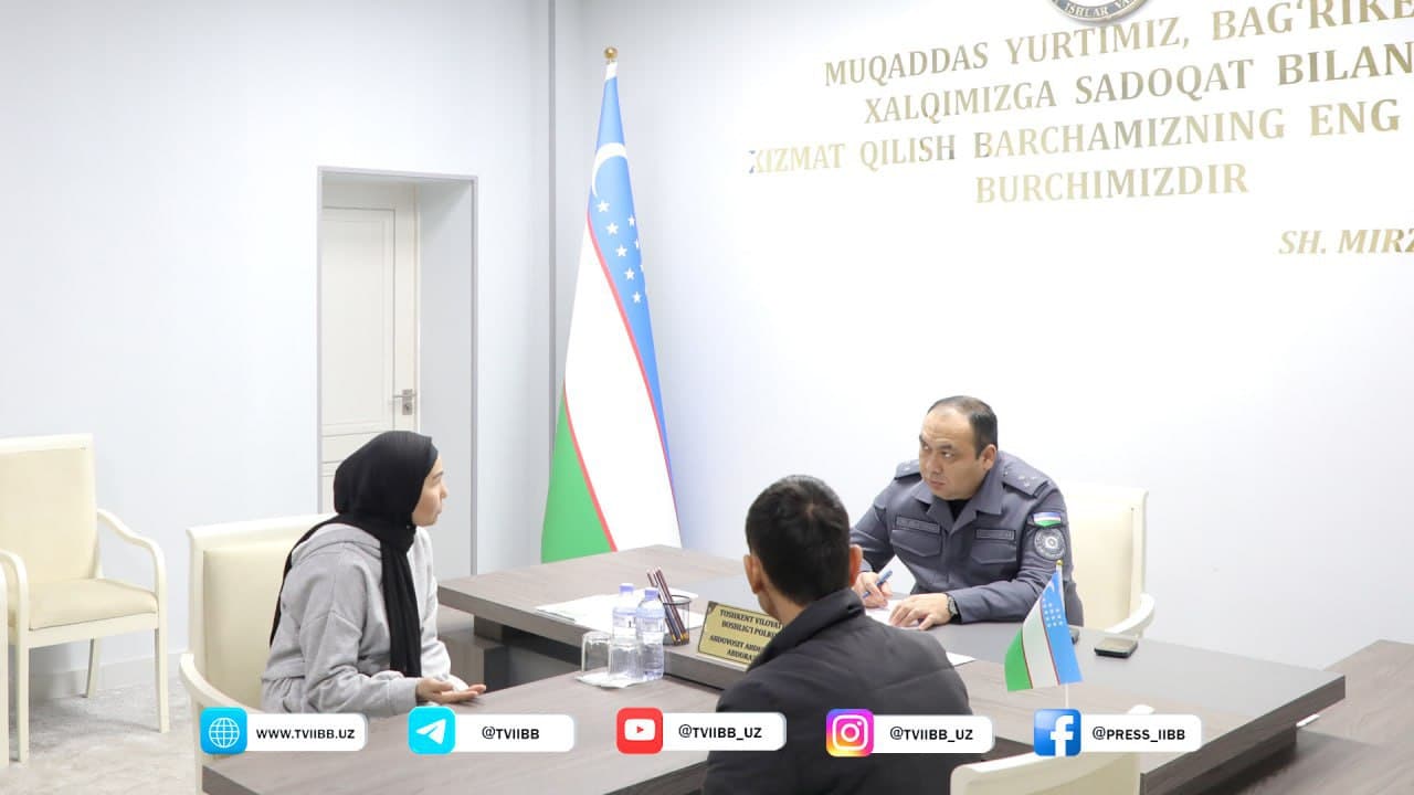 Toshkent viloyatida ichki ishlar organlari rahbariyatining aholi bilan shaxsiy qabullari tashkil etilmoqda