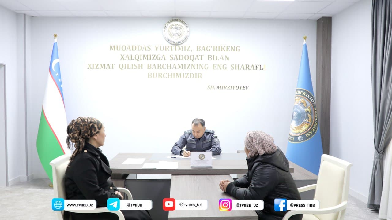 Toshkent viloyatida ichki ishlar organlari rahbariyatining aholi bilan shaxsiy qabullari tashkil etilmoqda