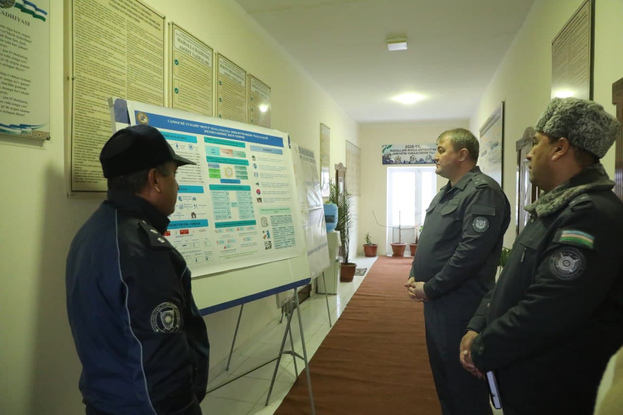 Surxondaryo viloyati Sariosiyo va Uzun tumanlarida jinoyat va huquqbuzarliklarni barvaqt oldini olish hamda mahallalarda xavfsiz muhitni yaratish borasidagi ishlar oʻrganildi
