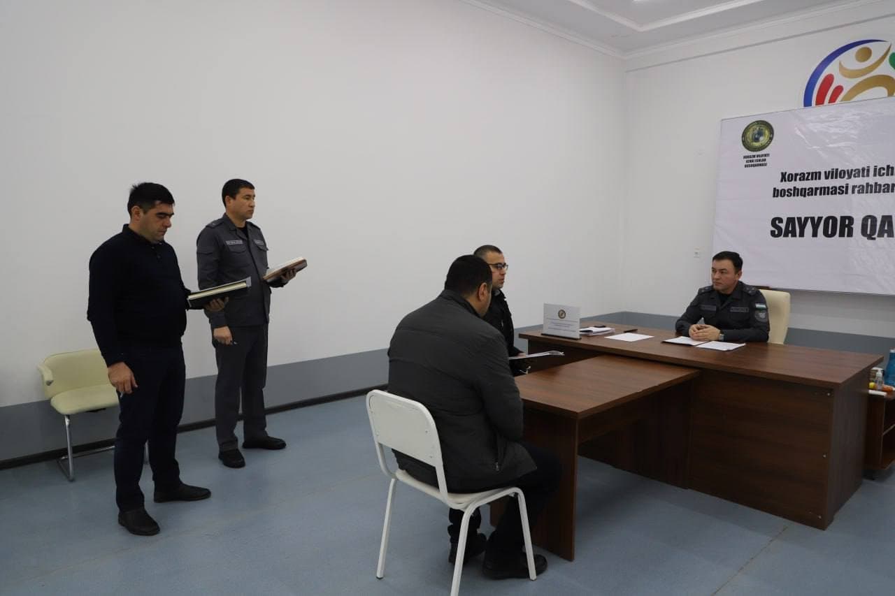 Xorazm viloyati IIB rahbariyati tomonidan aholi murojaatlarini oʻrganish maqsadida Gurlan tumanida sayyor qabul oʻtkazildi