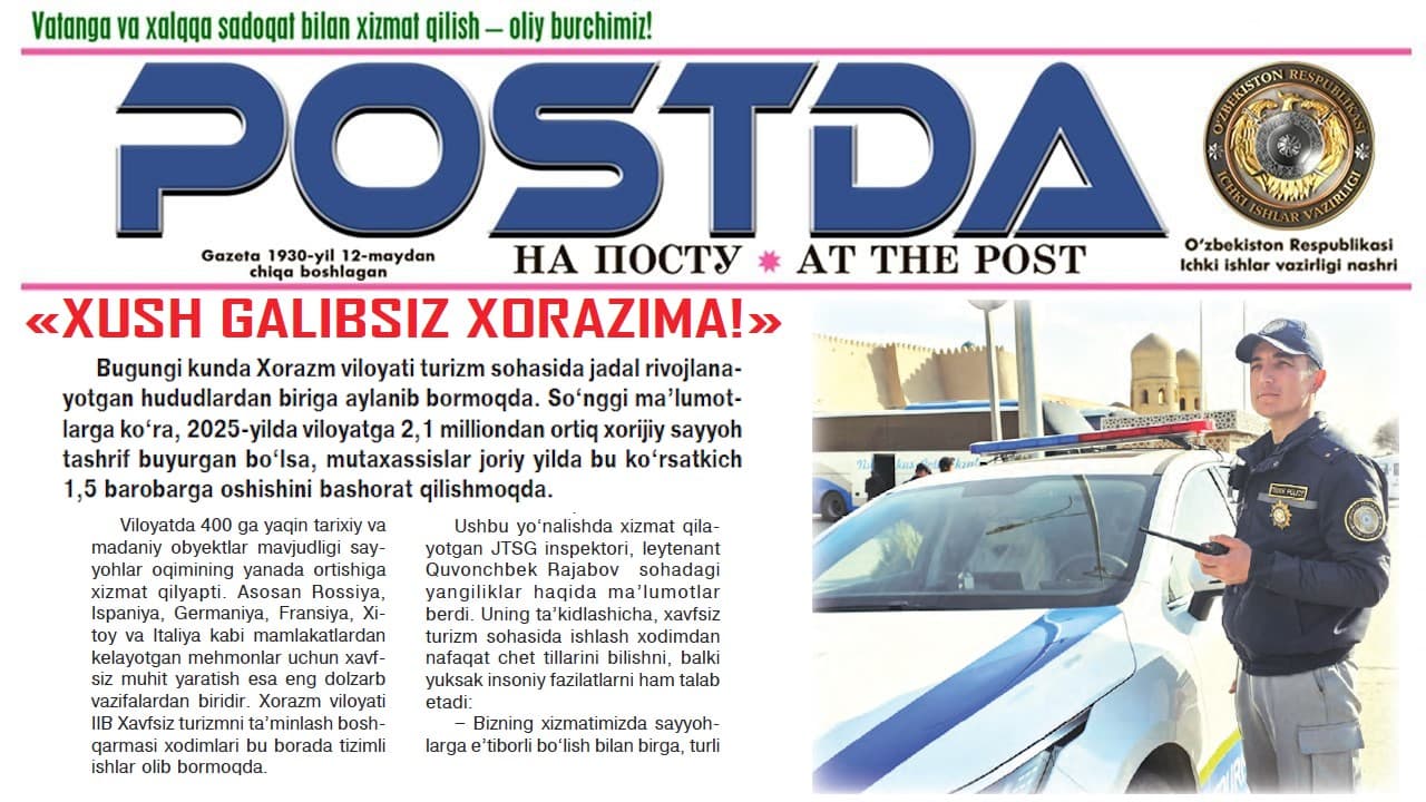 Xavfsiz turizm. «Xush galibsiz xorazima!»