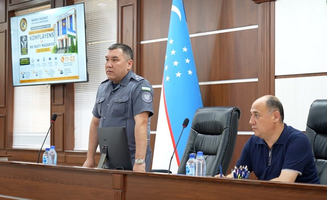 “Halollik — xodim shaʼni, xizmat intizomi — uning kafolati” mavzusida Navoiy viloyati IIB xodimlari ishtirokida profilaktik uchrashuv oʻtkazildi